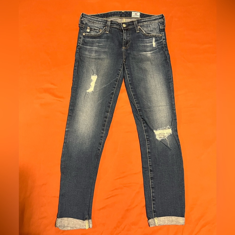 AG Adriano Goldschmied Dark Blue Distressed Jeans